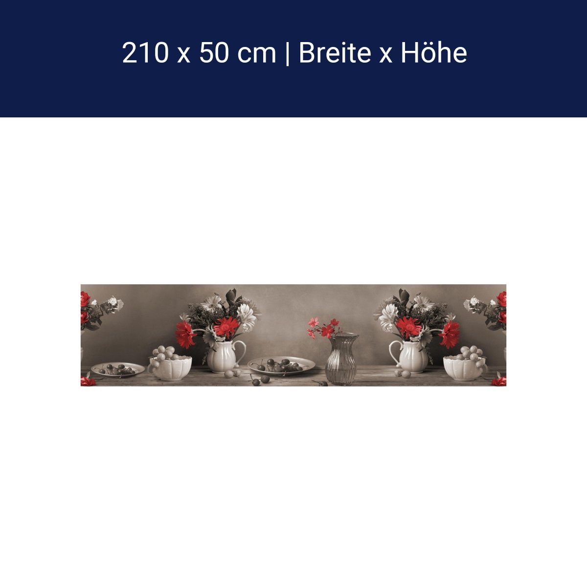 Küchenrückwand Tisch Kischen Sepia Porzellan Blumen M1203 Küchenrückwand Tisch Kischen Sepia Porzellan Blumen M1203