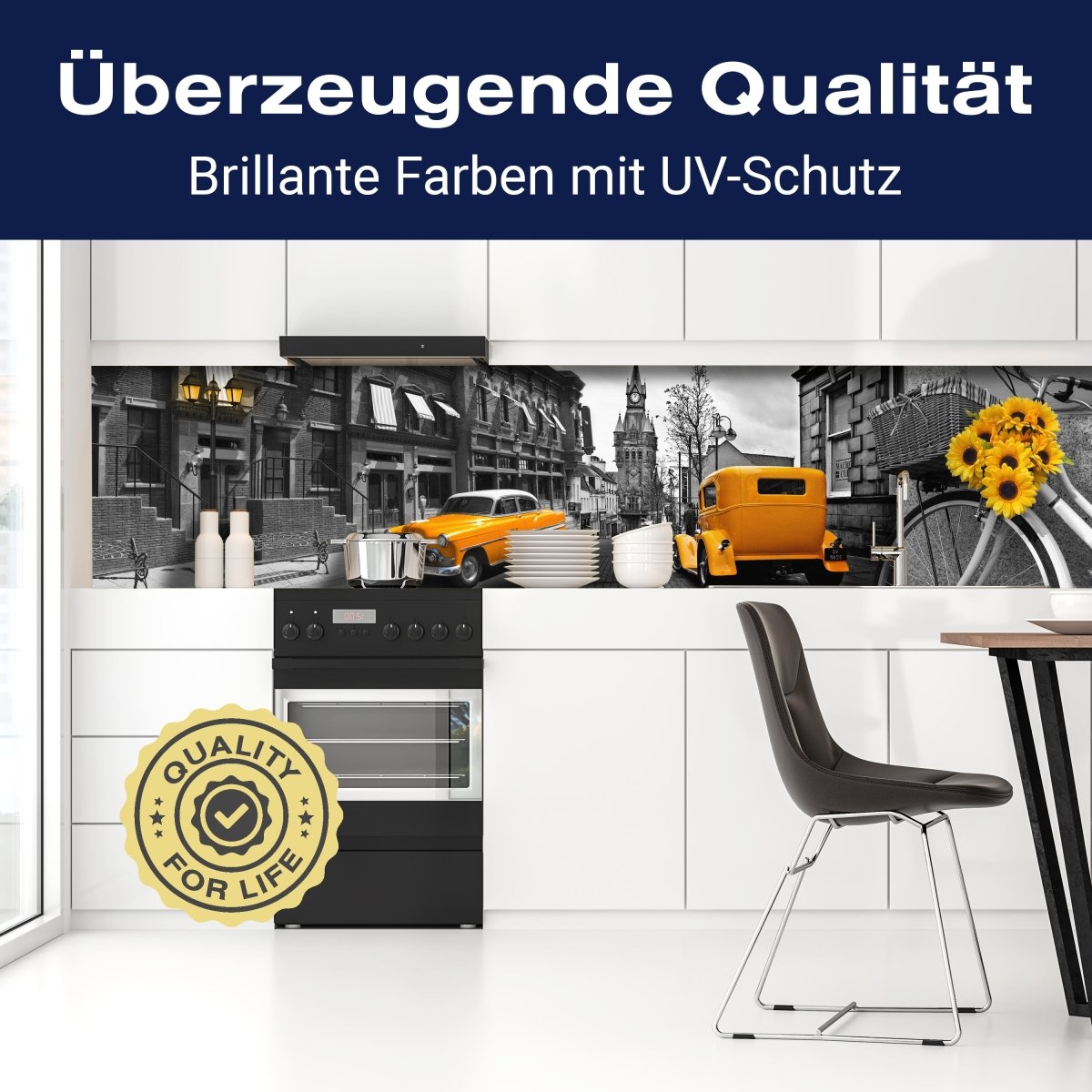 Küchenrückwand Auto Schwarz Weiß Fahrrad Laterne Gelb M1206 entdecken - Bild 2 Küchenrückwand Auto Schwarz Weiß Fahrrad Laterne Gelb M1206 entdecken - Bild 2