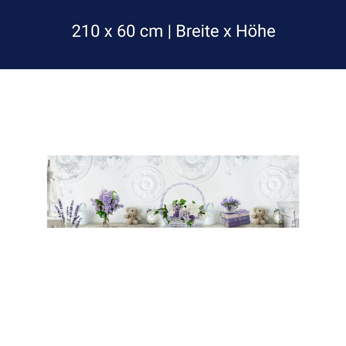 Küchenrückwand Flieder Lila Korb Bücher Stuck Weiß M1210 Küchenrückwand Flieder Lila Korb Bücher Stuck Weiß M1210