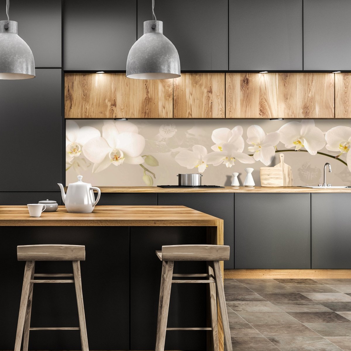 Küchenrückwand Orchidee Zweig Hell Hintergrund Weiß M1226 entdecken - Bild 1 Küchenrückwand Orchidee Zweig Hell Hintergrund Weiß M1226 entdecken - Bild 1