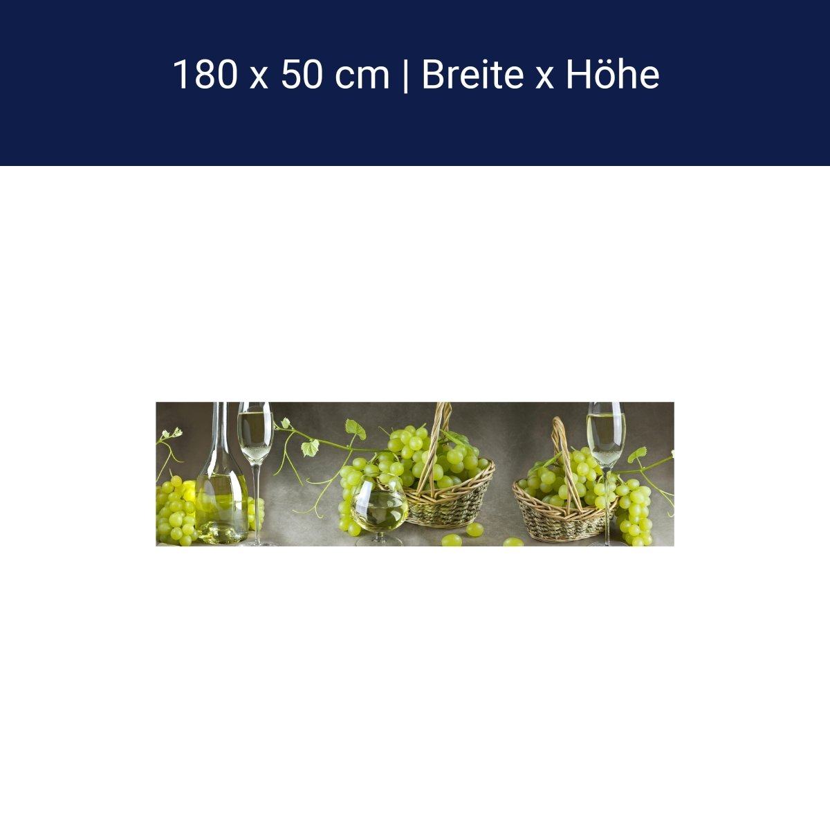 Küchenrückwand Weintrauben Gläser Körbe Korken Grün M1233 Küchenrückwand Weintrauben Gläser Körbe Korken Grün M1233