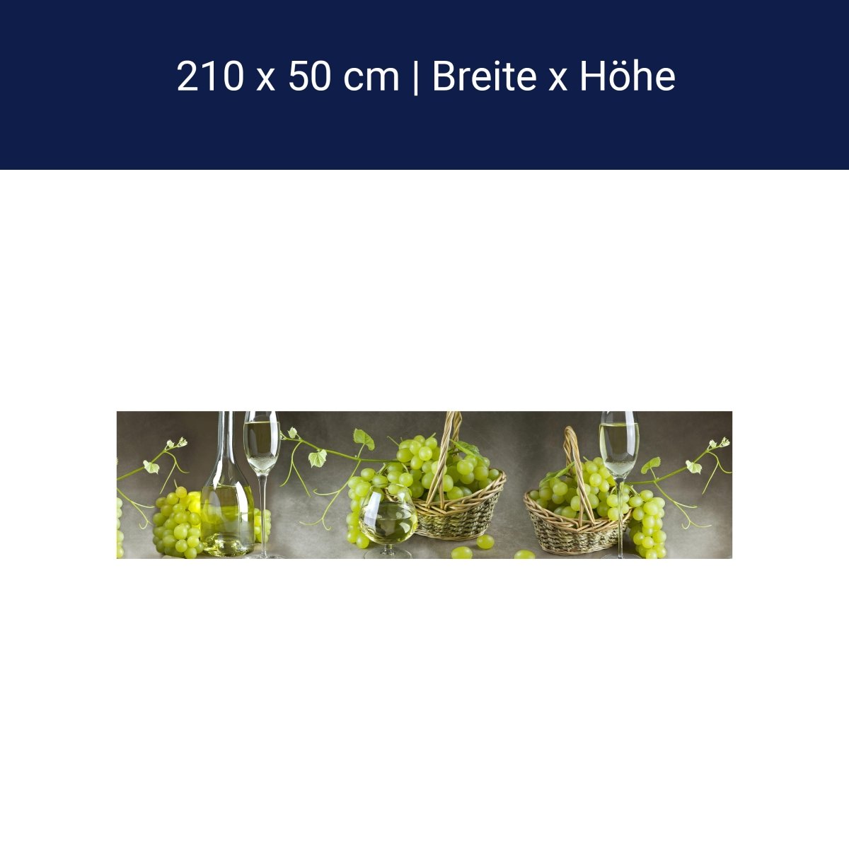 Küchenrückwand Weintrauben Gläser Körbe Korken Grün M1233 Küchenrückwand Weintrauben Gläser Körbe Korken Grün M1233