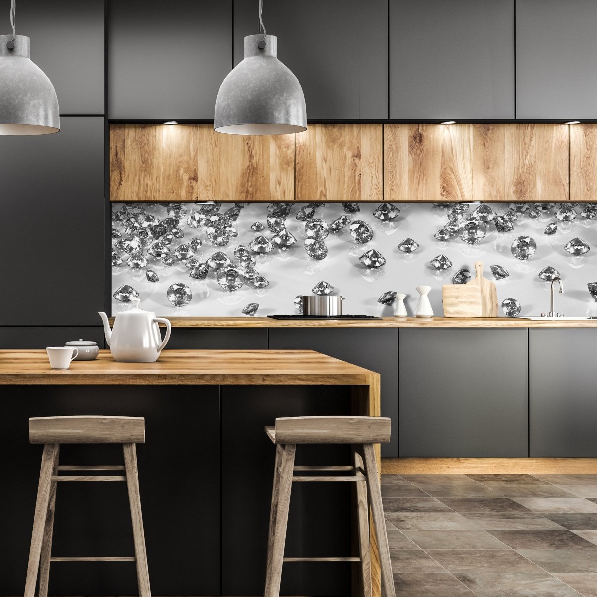 Küchenrückwand Diamant Steine Weiß Karat Schliff M1242 entdecken - Bild 1 Küchenrückwand Diamant Steine Weiß Karat Schliff M1242 entdecken - Bild 1