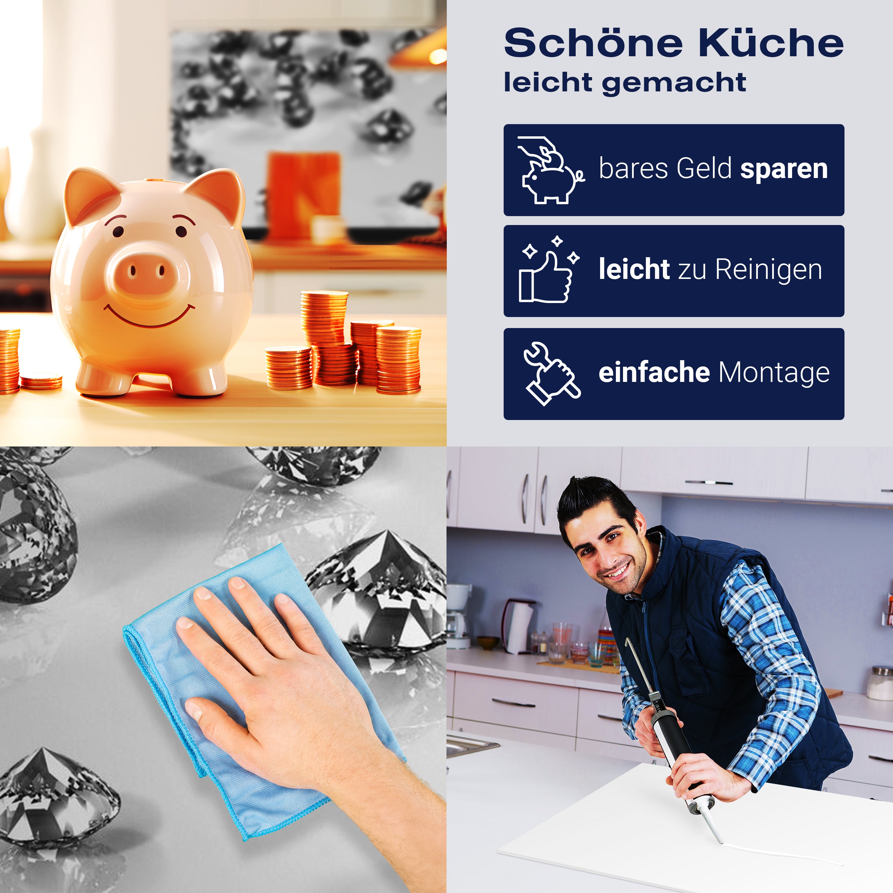 Küchenrückwand Diamant Steine Weiß Karat Schliff M1242 entdecken - Bild 7 Küchenrückwand Diamant Steine Weiß Karat Schliff M1242 entdecken - Bild 7