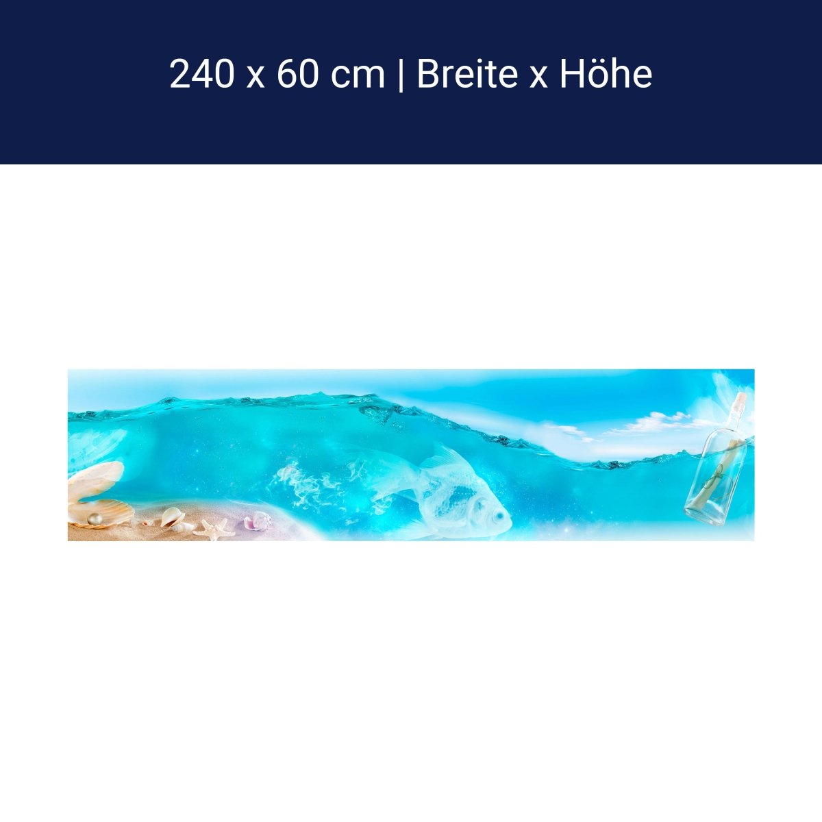 Küchenrückwand Hellblau See Wasser Flaschenpost Muschel M1249 Küchenrückwand Hellblau See Wasser Flaschenpost Muschel M1249