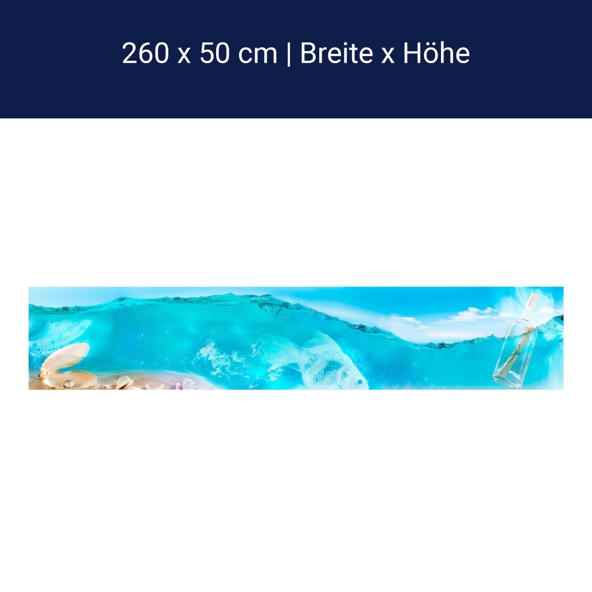 Küchenrückwand Hellblau See Wasser Flaschenpost Muschel M1249 Küchenrückwand Hellblau See Wasser Flaschenpost Muschel M1249