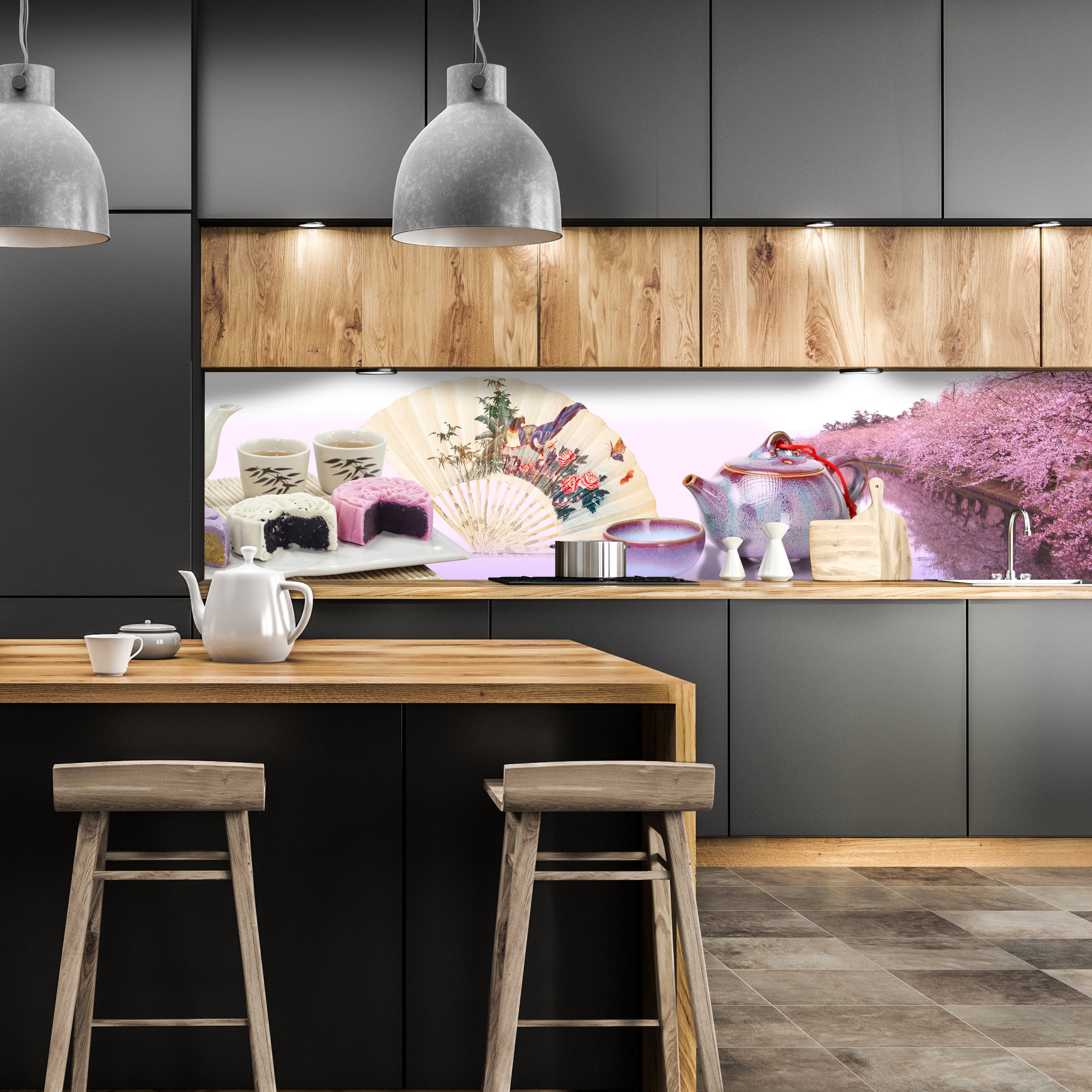 Küchenrückwand Teekanne Kuchen Teetassen Fächer M1259 entdecken - Bild 1 Küchenrückwand Teekanne Kuchen Teetassen Fächer M1259 entdecken - Bild 1