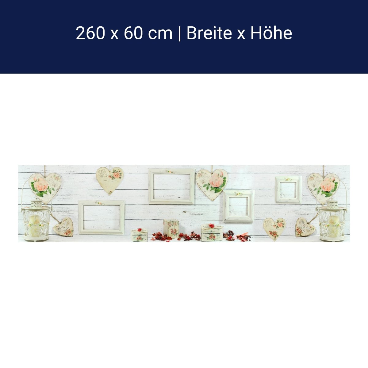 Küchenrückwand Bilderrahmen Herzen Dosen Laternen M1268 Küchenrückwand Bilderrahmen Herzen Dosen Laternen M1268