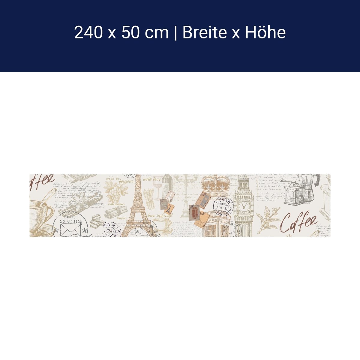 Küchenrückwand Eiffelturm Elizabeth Tower Krone Kaffee M1271 Küchenrückwand Eiffelturm Elizabeth Tower Krone Kaffee M1271