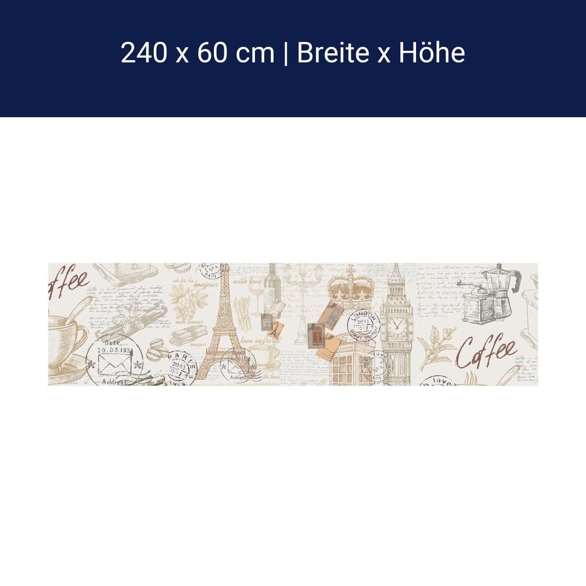 Küchenrückwand Eiffelturm Elizabeth Tower Krone Kaffee M1271 Küchenrückwand Eiffelturm Elizabeth Tower Krone Kaffee M1271