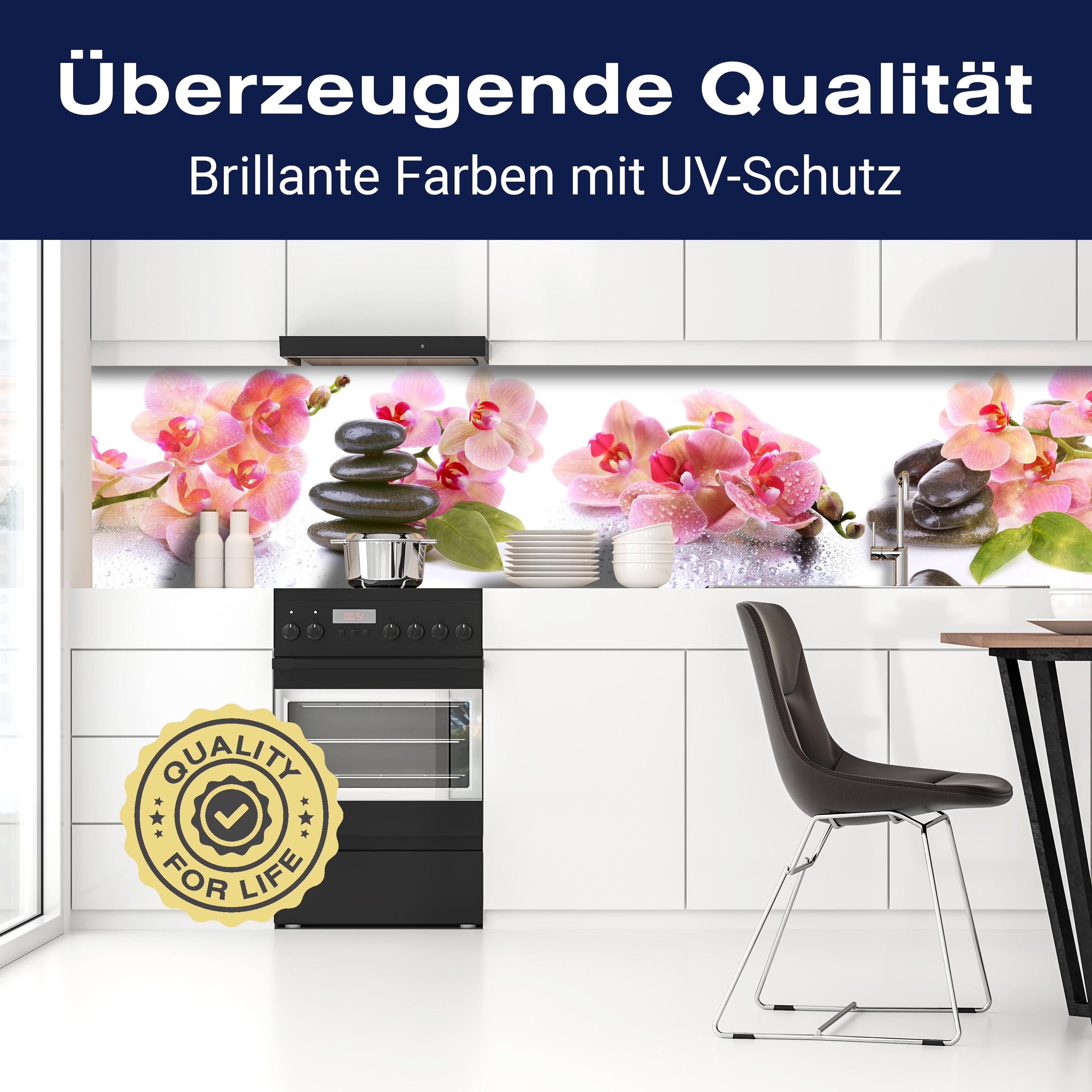 Küchenrückwand Orchidee Blätter Steine Wasser M1280 entdecken - Bild 2 Küchenrückwand Orchidee Blätter Steine Wasser M1280 entdecken - Bild 2