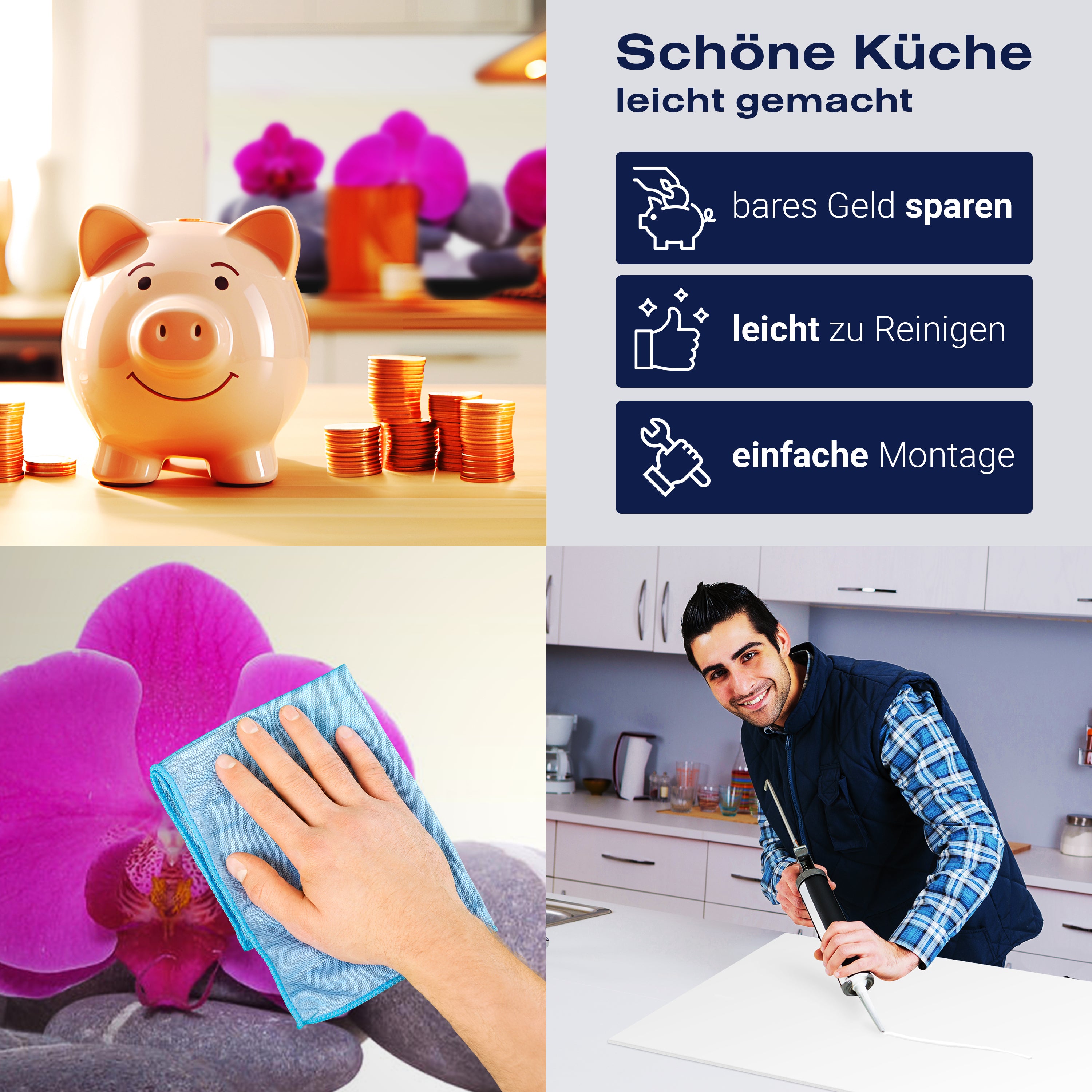 Küchenrückwand Orchidee Steine Blätter rosa M1285 entdecken - Bild 7 Küchenrückwand Orchidee Steine Blätter rosa M1285 entdecken - Bild 7