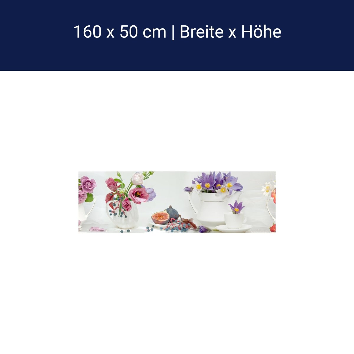 Küchenrückwand Erdbeeren Blumen Tassen Kannen Feige M1315 Küchenrückwand Erdbeeren Blumen Tassen Kannen Feige M1315