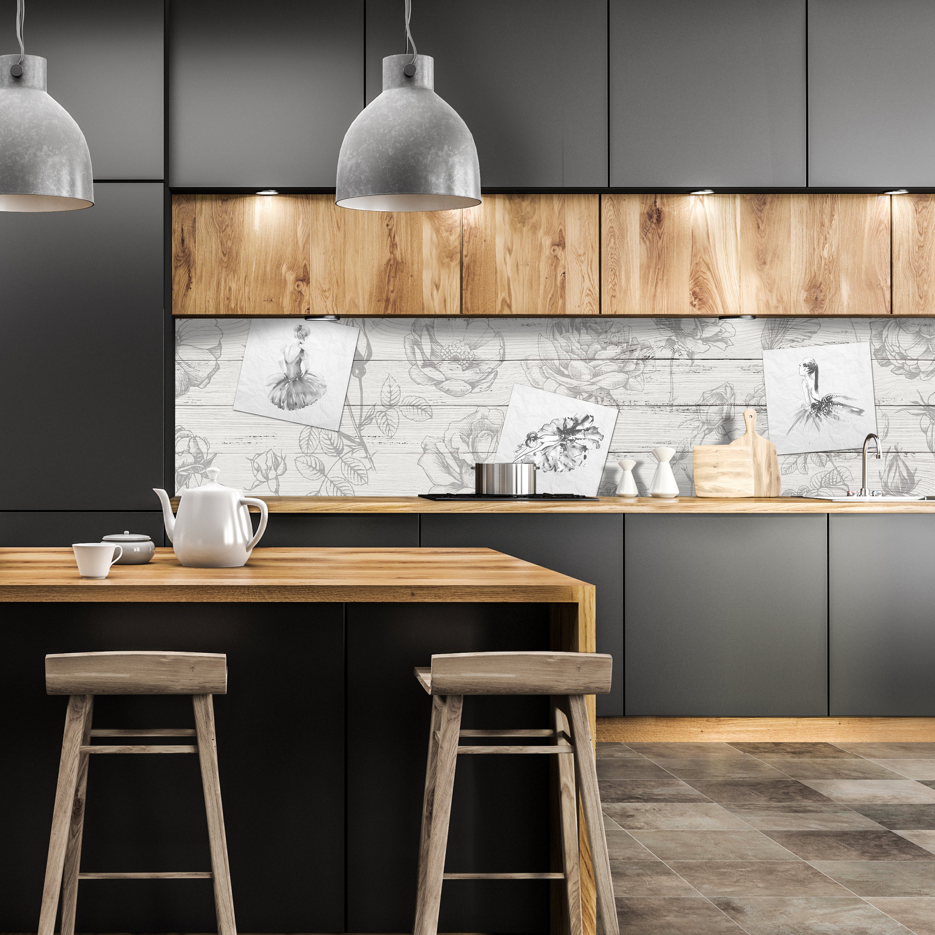 Küchenrückwand Zeichnungen Blumen Frauen Kleider M1322 entdecken - Bild 1 Küchenrückwand Zeichnungen Blumen Frauen Kleider M1322 entdecken - Bild 1