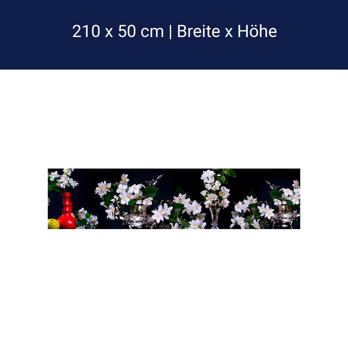 Küchenrückwand Apfel Vasen Zweige Blätter M1327 Küchenrückwand Apfel Vasen Zweige Blätter M1327