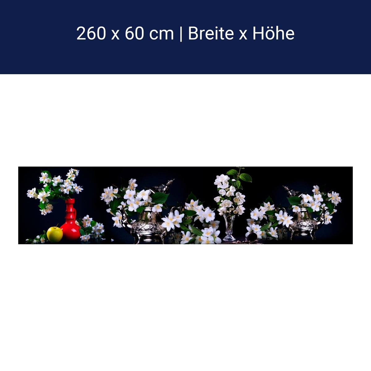 Küchenrückwand Apfel Vasen Zweige Blätter M1327 Küchenrückwand Apfel Vasen Zweige Blätter M1327