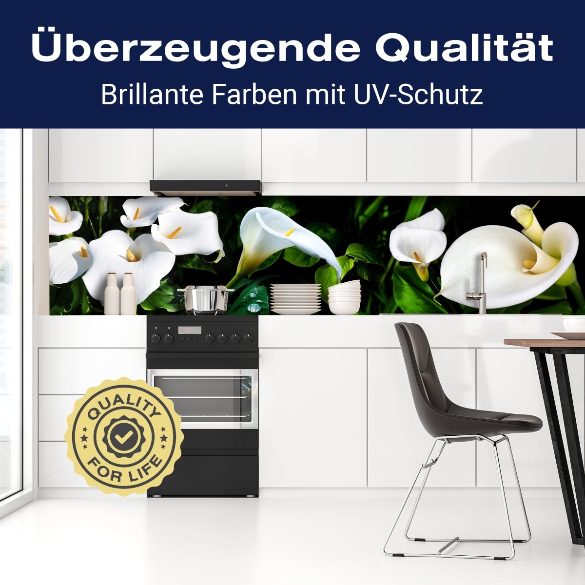 Küchenrückwand calla bartfaden weiß blätter stiel M1381 entdecken - Bild 2 Küchenrückwand calla bartfaden weiß blätter stiel M1381 entdecken - Bild 2