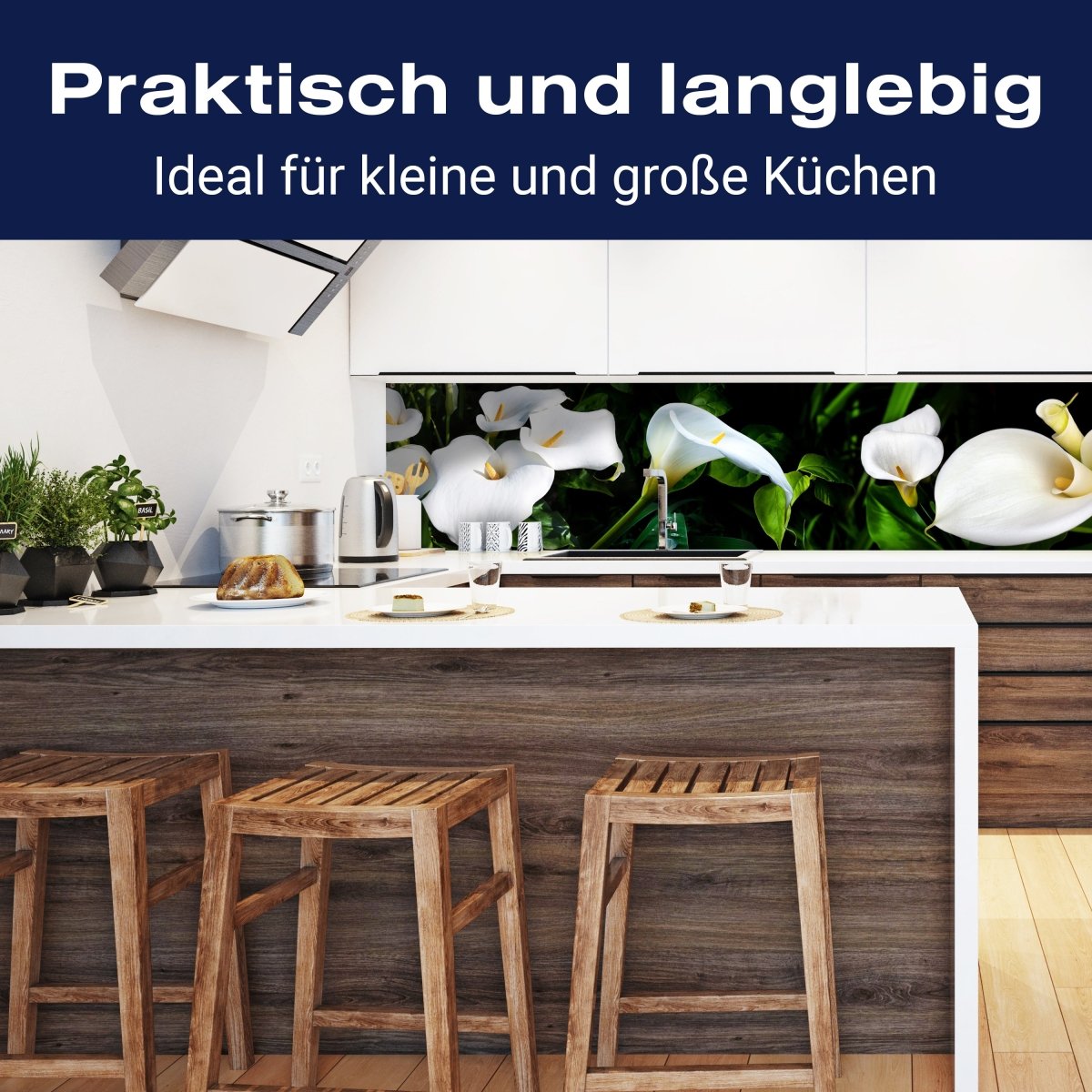 Küchenrückwand calla bartfaden weiß blätter stiel M1381 entdecken - Bild 3 Küchenrückwand calla bartfaden weiß blätter stiel M1381 entdecken - Bild 3