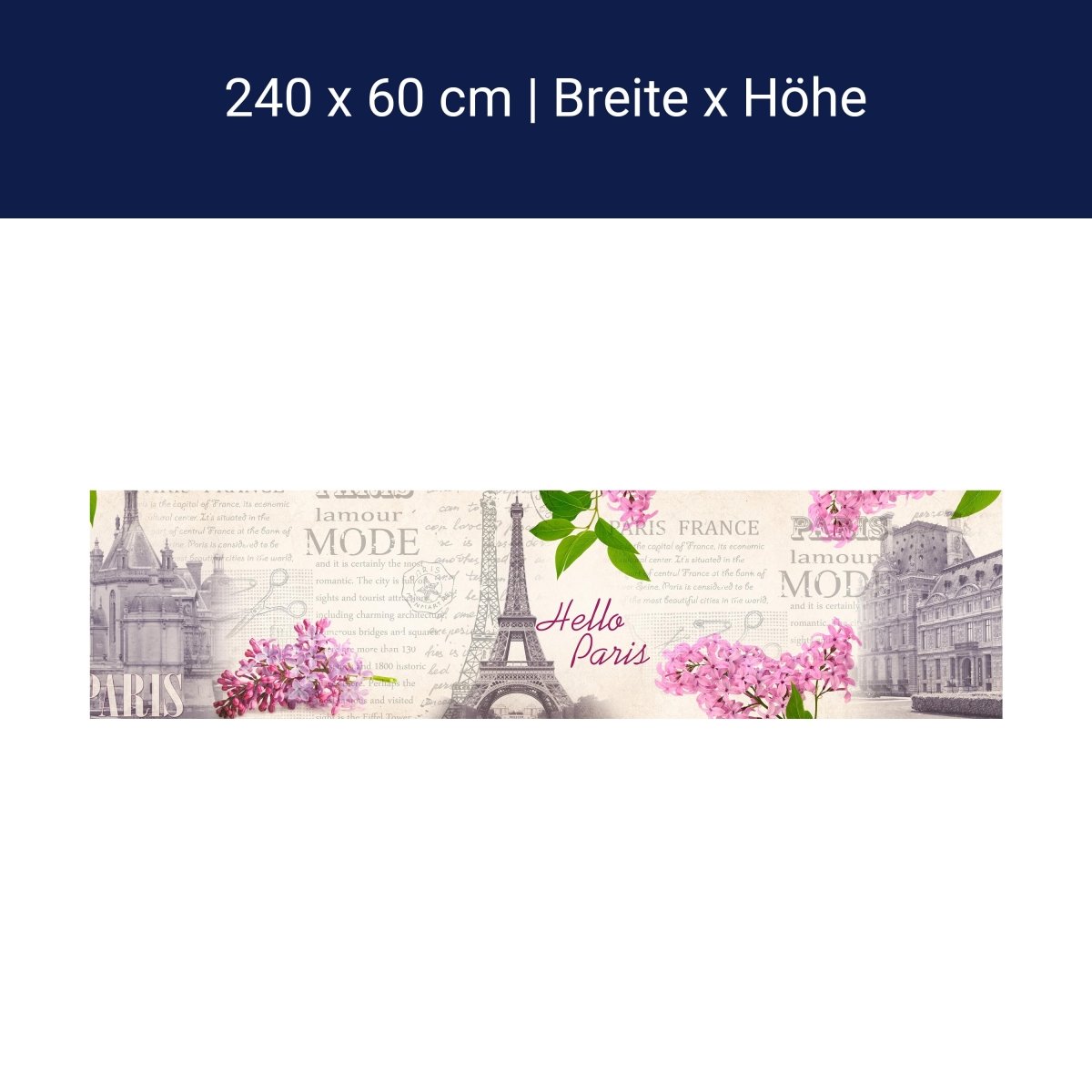 Küchenrückwand Paris Eifelturm Blüten pink rosa text M1389 Küchenrückwand Paris Eifelturm Blüten pink rosa text M1389