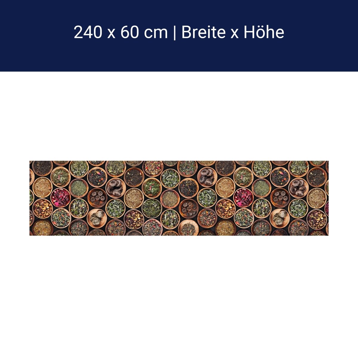 Küchenrückwand Gewürze, Tee, Holzteller M1429 Küchenrückwand Gewürze, Tee, Holzteller M1429