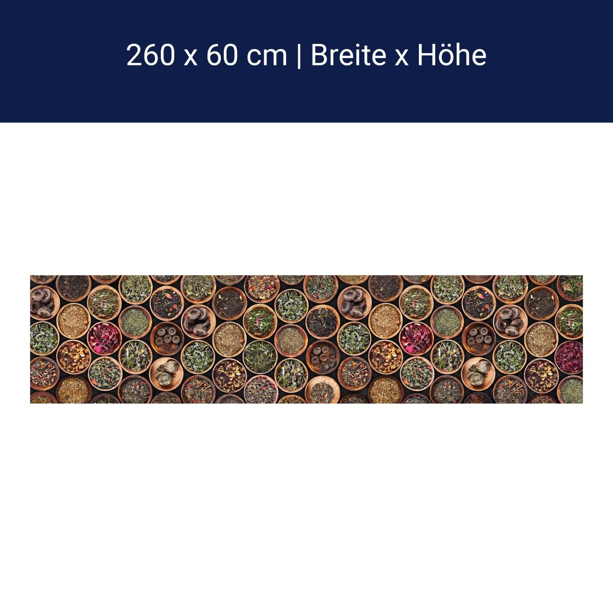 Küchenrückwand Gewürze, Tee, Holzteller M1429 Küchenrückwand Gewürze, Tee, Holzteller M1429