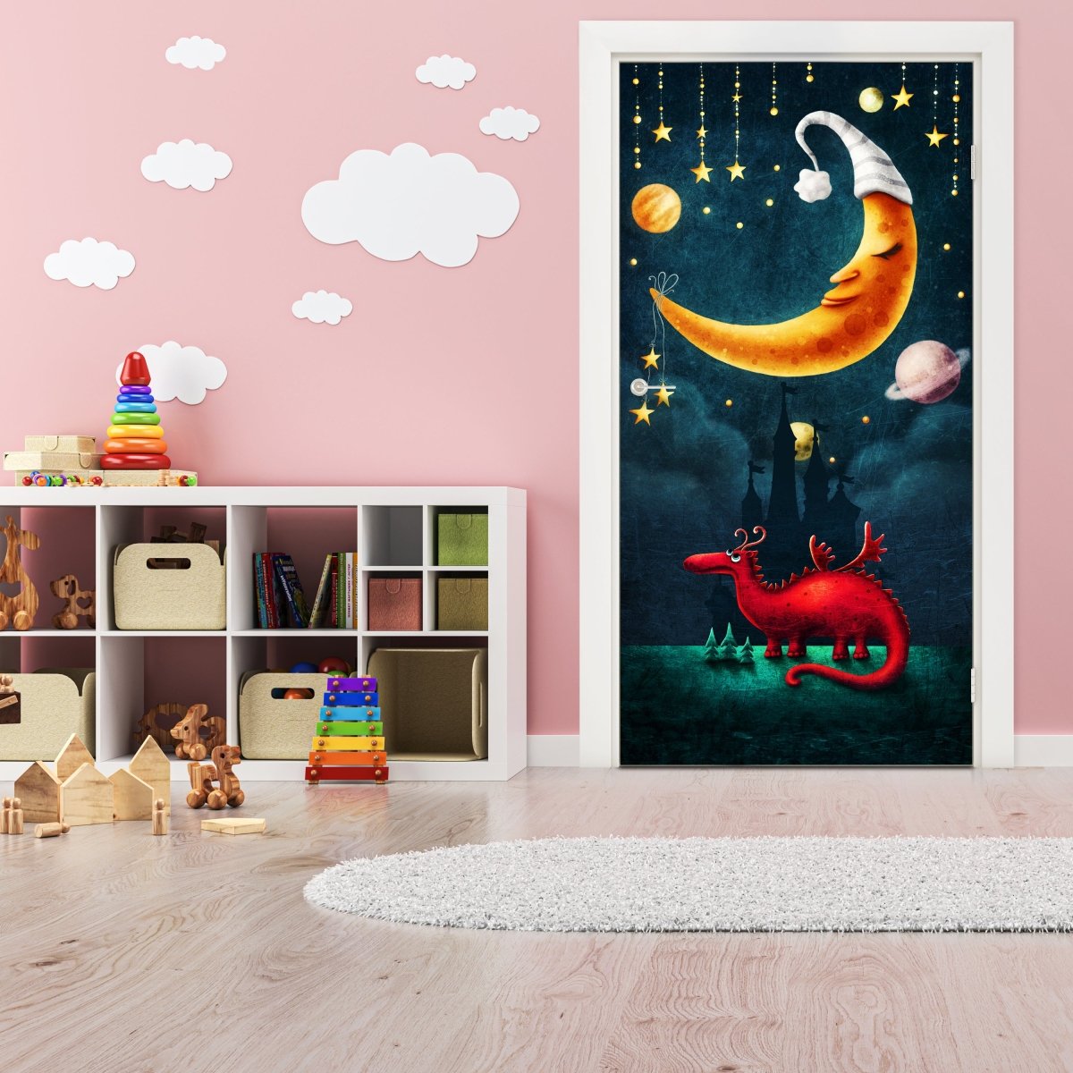 Türtapete Drache, Mond, Sterne M1517 - Bild 1 Türtapete Drache, Mond, Sterne M1517 - Bild 1