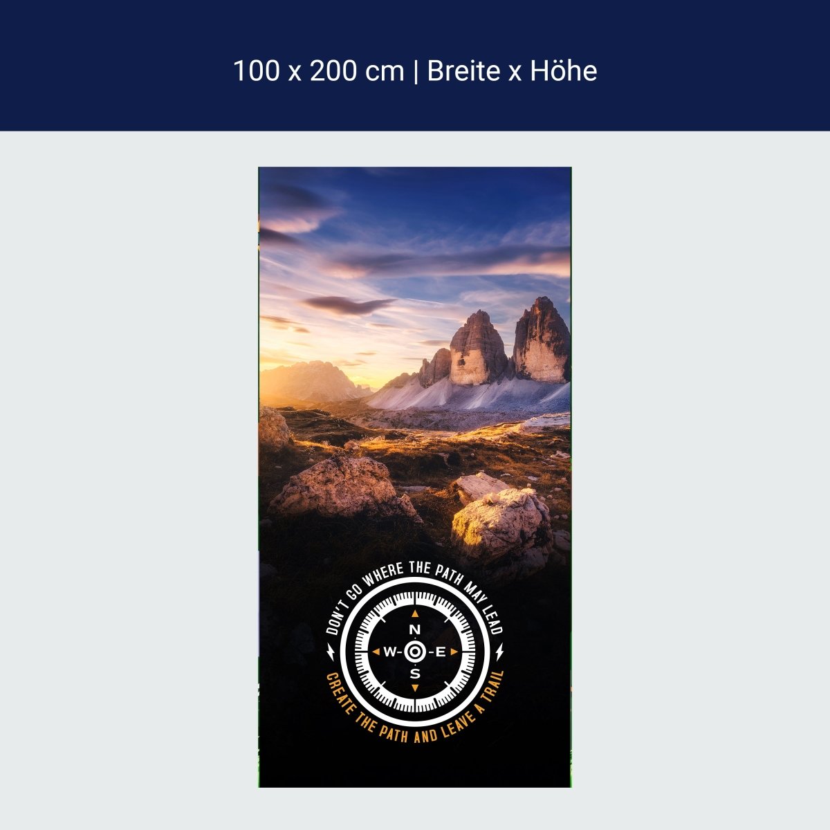 Türtapete Motivation, Kompass, Berge M1518 Türtapete Motivation, Kompass, Berge M1518