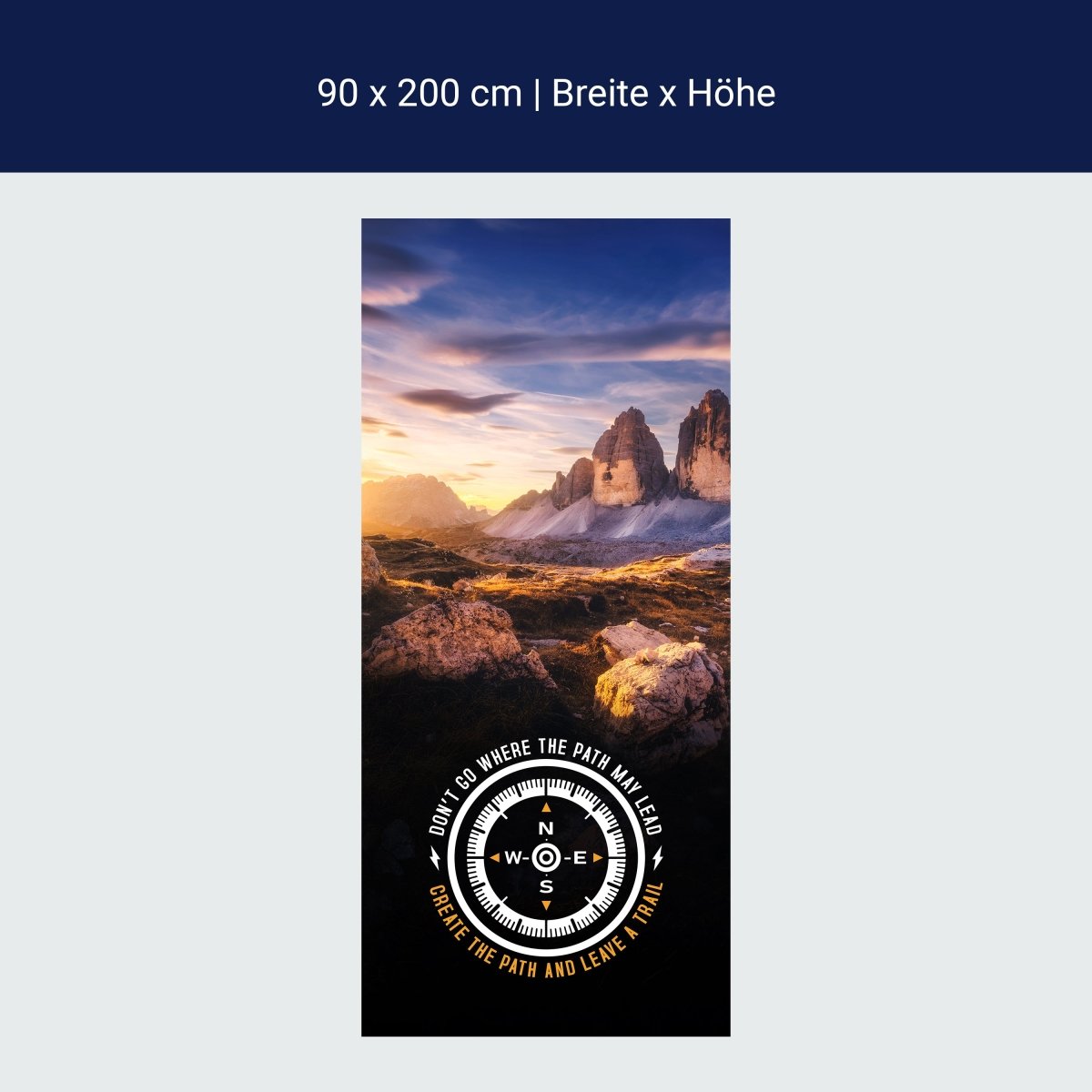 Türtapete Motivation, Kompass, Berge M1518 Türtapete Motivation, Kompass, Berge M1518