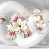 Fototapete 3D Form Blumen kreise Raum weiss M4646