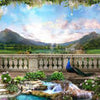 Fototapete Ausblick Berge Pfau Treppe Wasserfall M6847