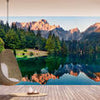 Fototapete Ausblick Berge Wald Himmel See Bäume M6856