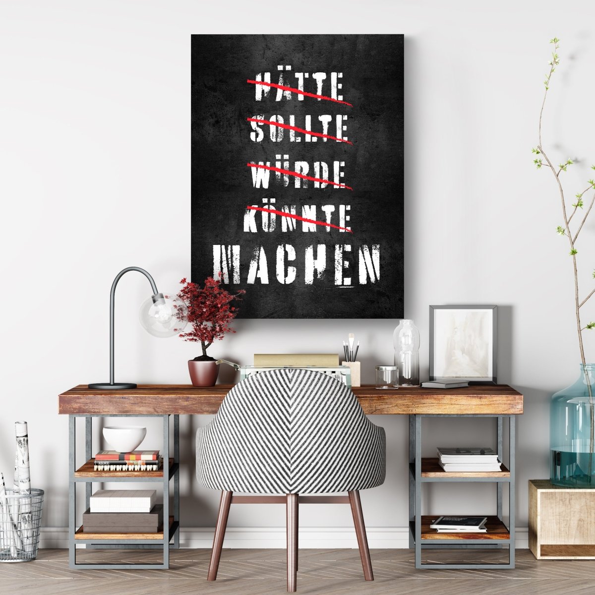 Leinwandbild Motivation, Hochformat, Hätte Sollte Würde Könnte Machen M0001 kaufen - Bild 3