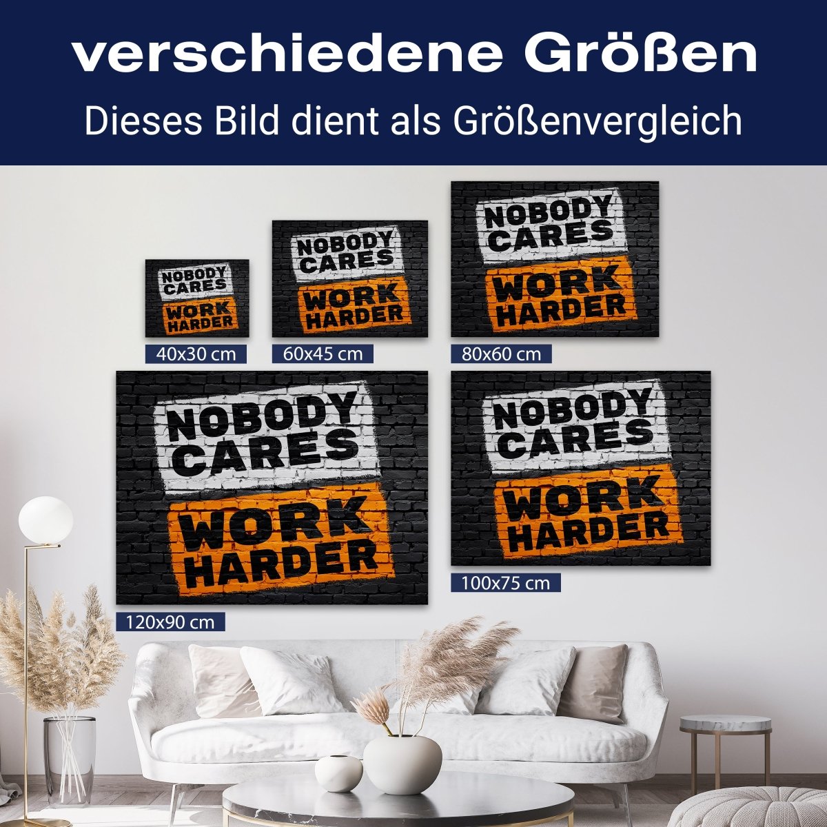 Leinwandbild Motivation, Querformat, Nobody Cares Work Harder M0002 kaufen - Bild 8