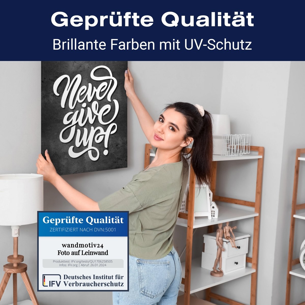 Leinwandbild Motivation, Hochformat, Never give up M0005 kaufen - Bild 4