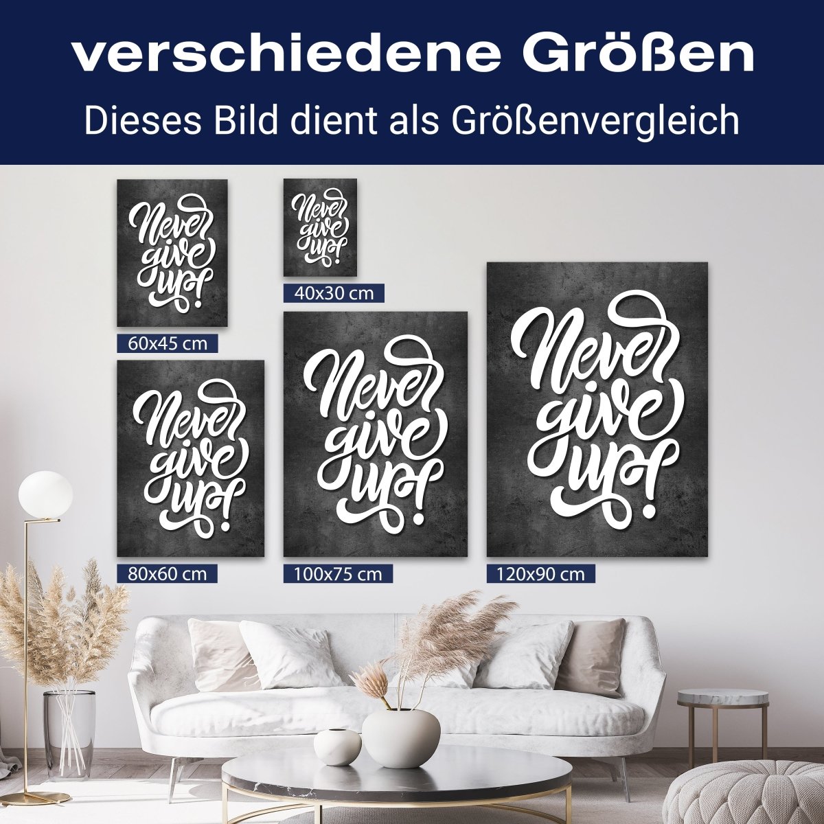 Leinwandbild Motivation, Hochformat, Never give up M0005 kaufen - Bild 8