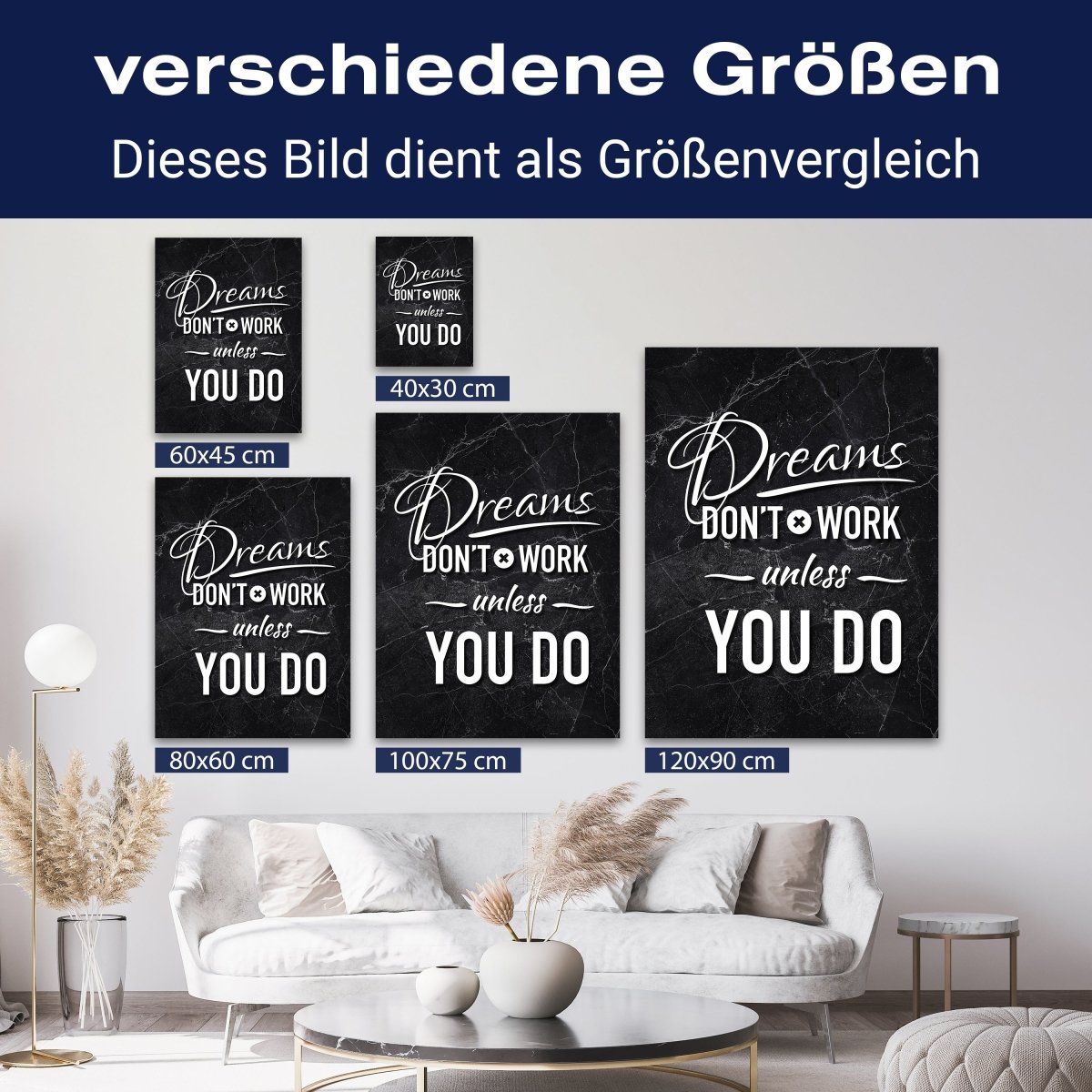 Leinwandbild Motivation, Hochformat, Dreams dont work M0006 kaufen - Bild 8