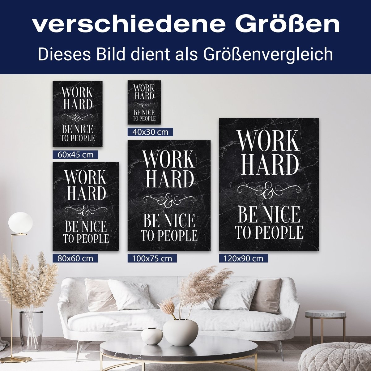 Leinwandbild Motivation, Hochformat, Work hard be nice M0010 kaufen - Bild 8