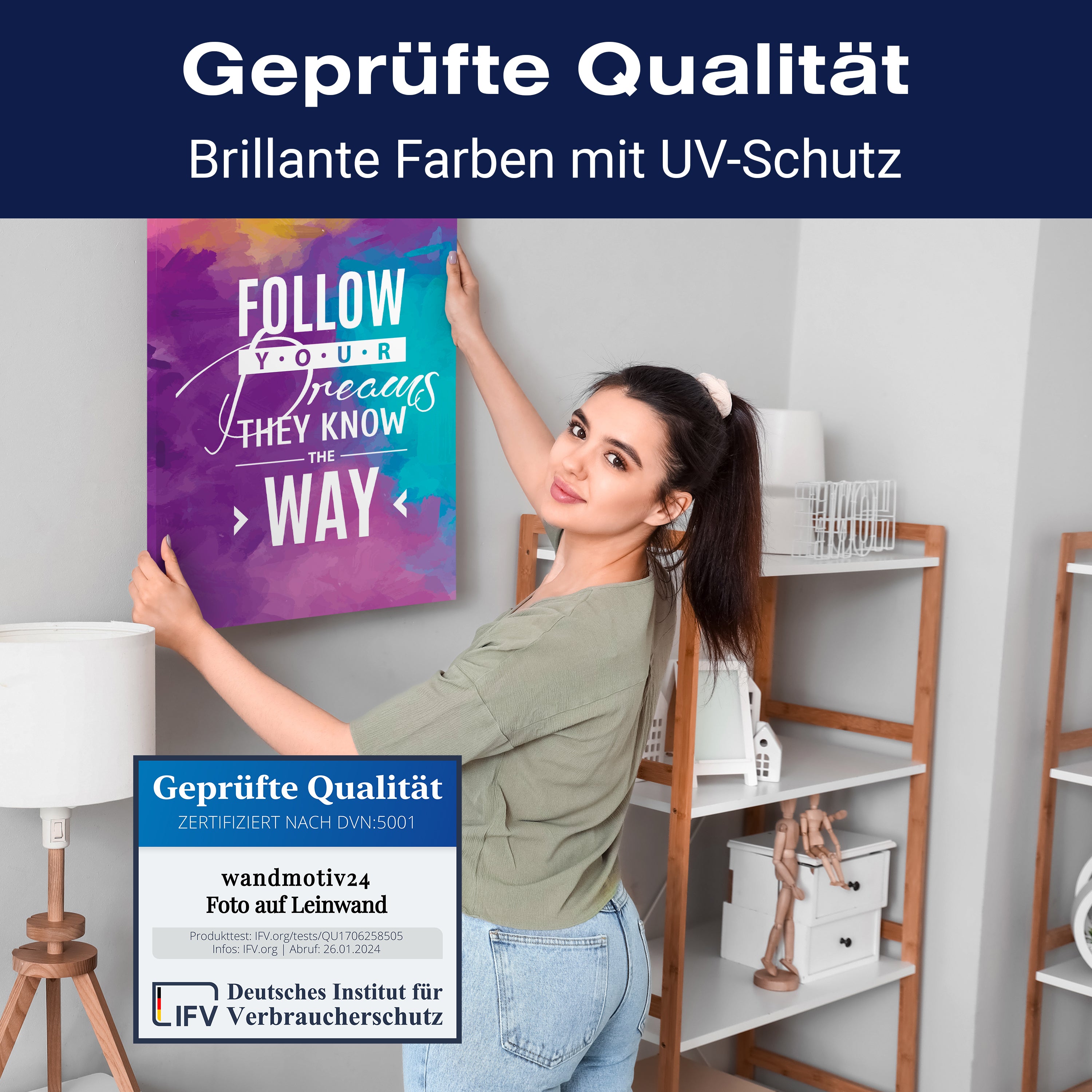 Leinwandbild Motivation, Hochformat, follow your dreams M0016 kaufen - Bild 4