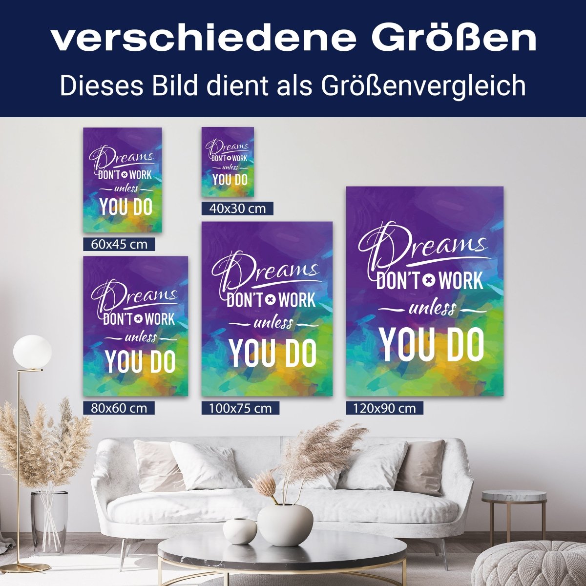 Leinwandbild Motivation, Hochformat, Dreams dont work M0017 kaufen - Bild 8