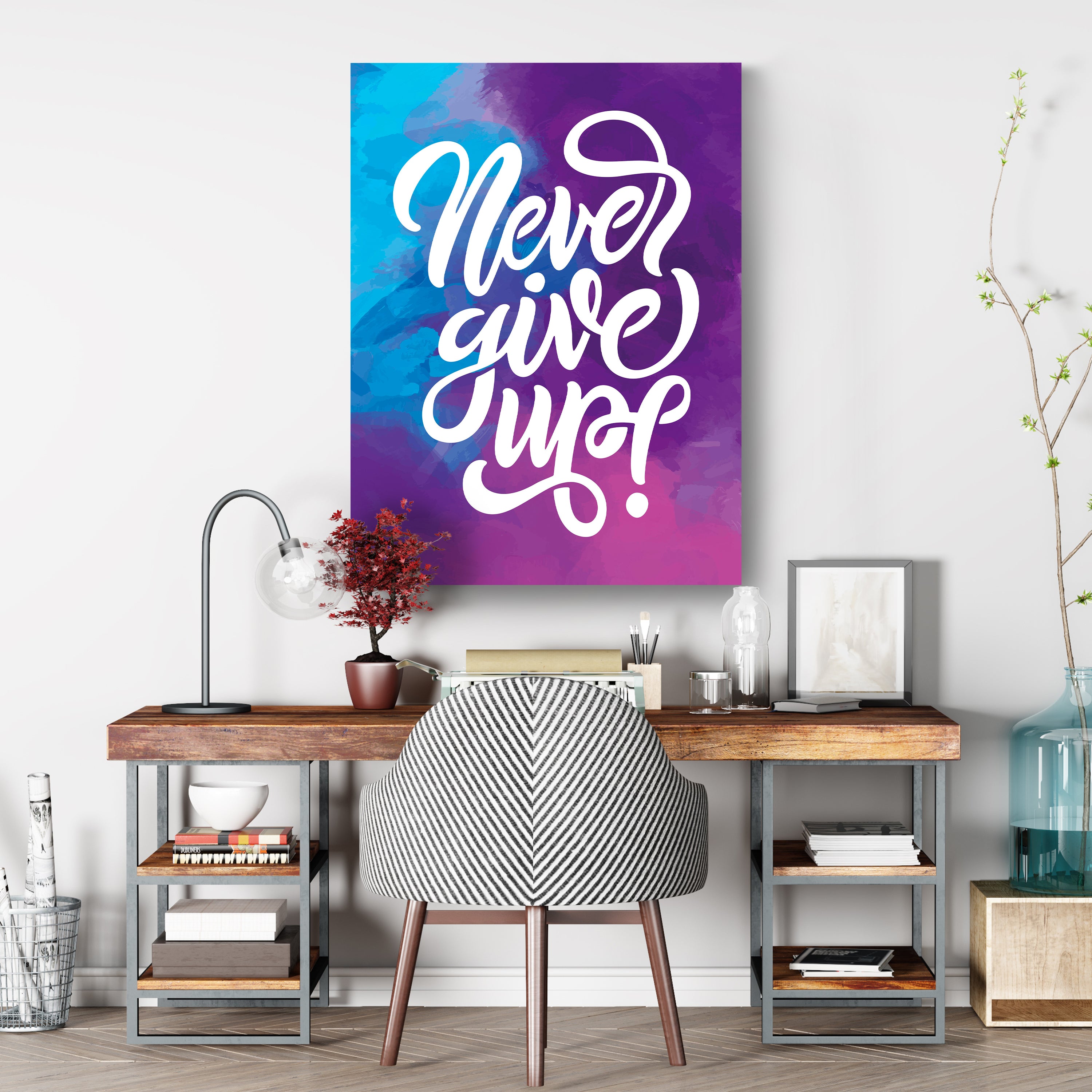 Leinwandbild Motivation, Hochformat, Never give up Aquarell M0018 kaufen - Bild 3