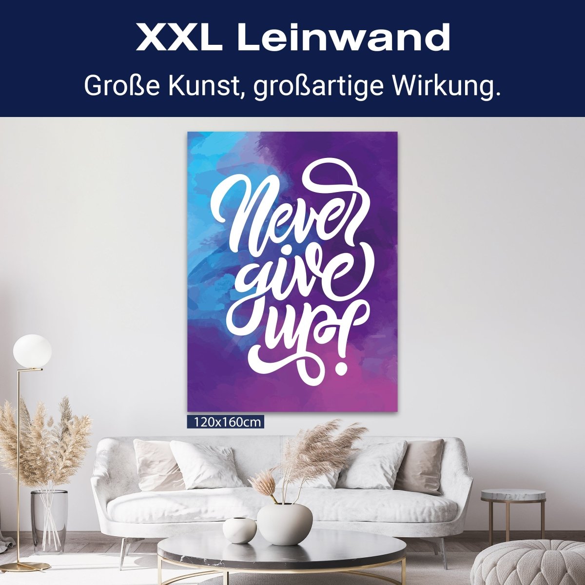 Leinwandbild Motivation, Hochformat, Never give up Aquarell M0018 kaufen - Bild 9