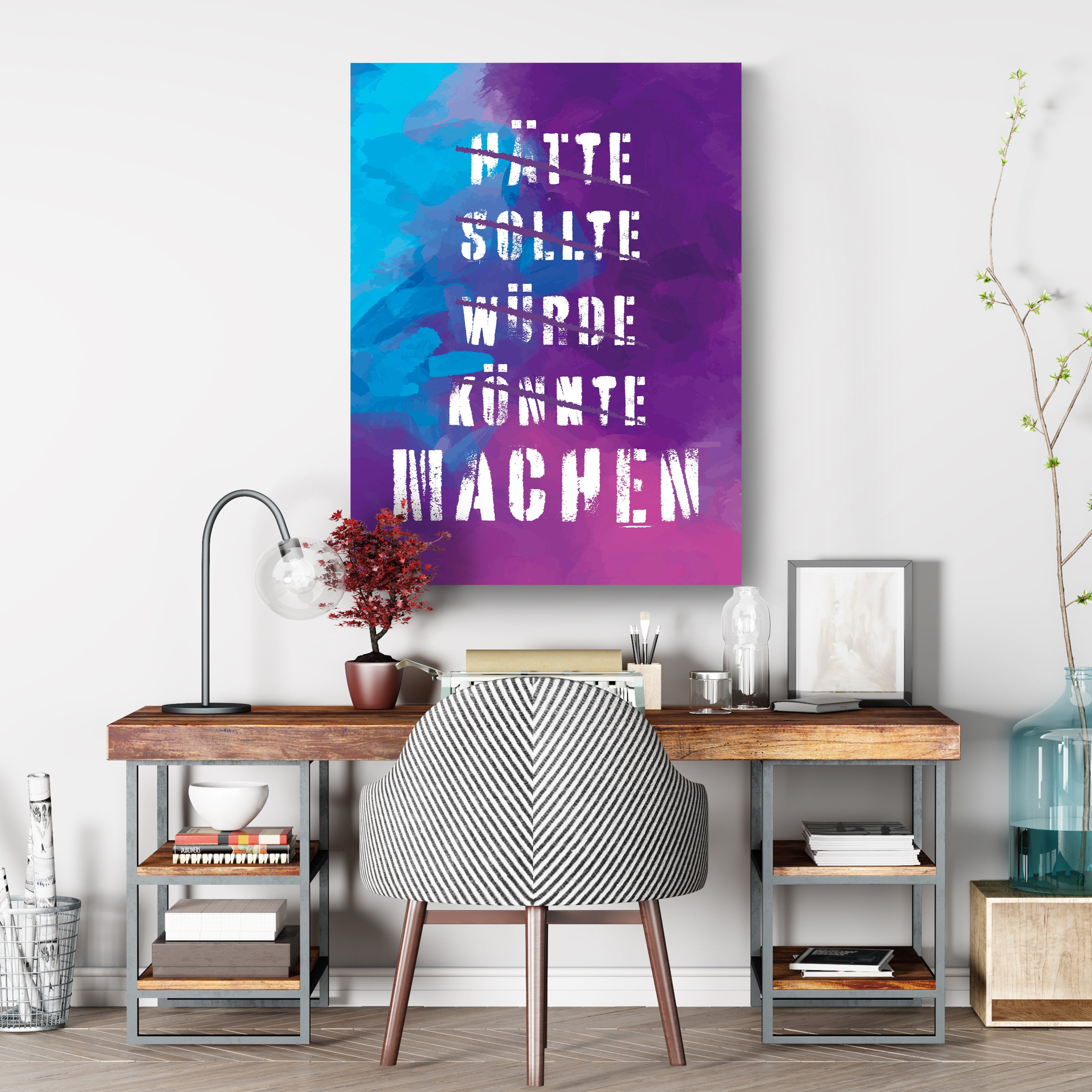 Leinwandbild Motivation, Hochformat, Hätte Könnte Machen Aquarell M0020 kaufen - Bild 3