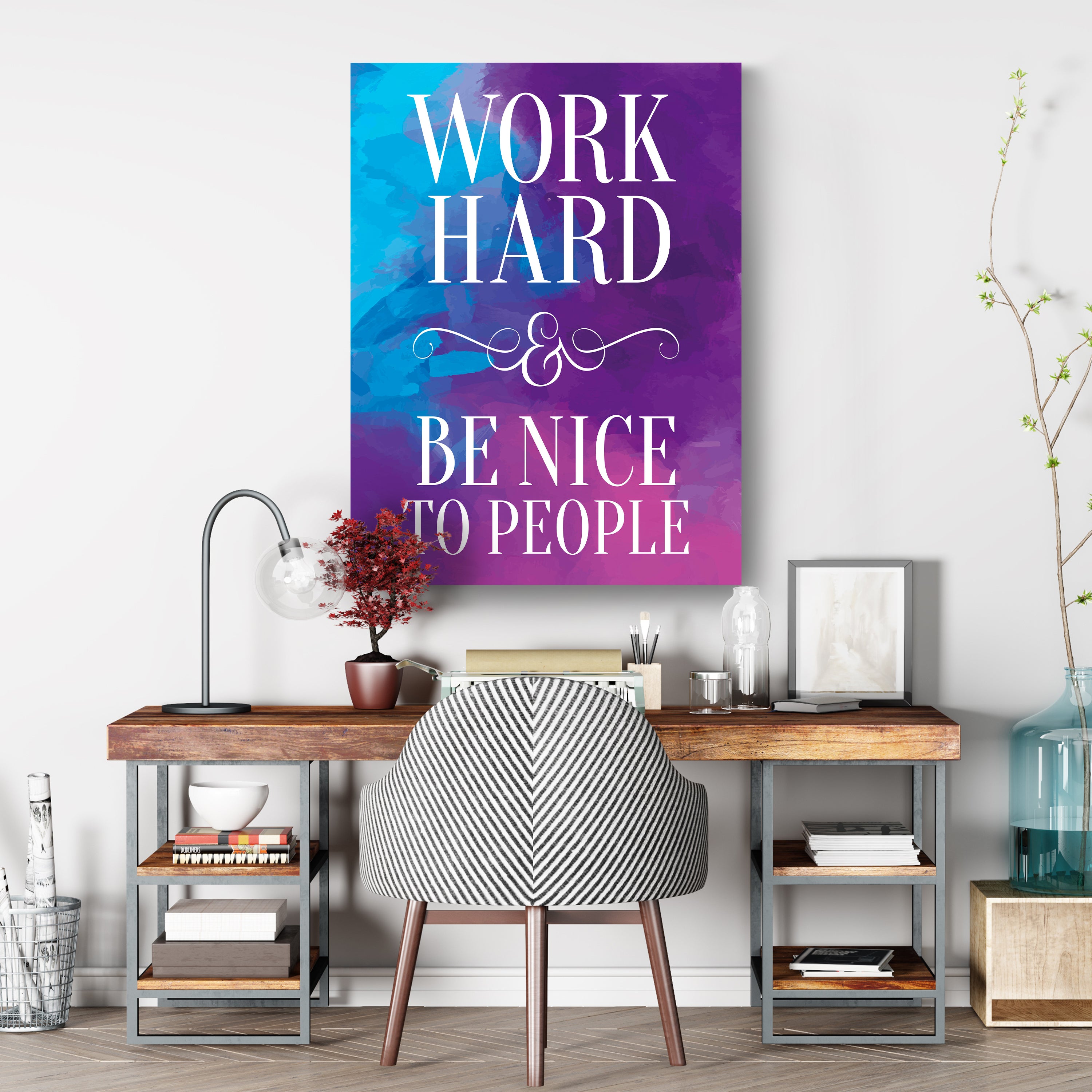 Leinwandbild Motivation, Hochformat, Work Hard Aquarell M0021 kaufen - Bild 3