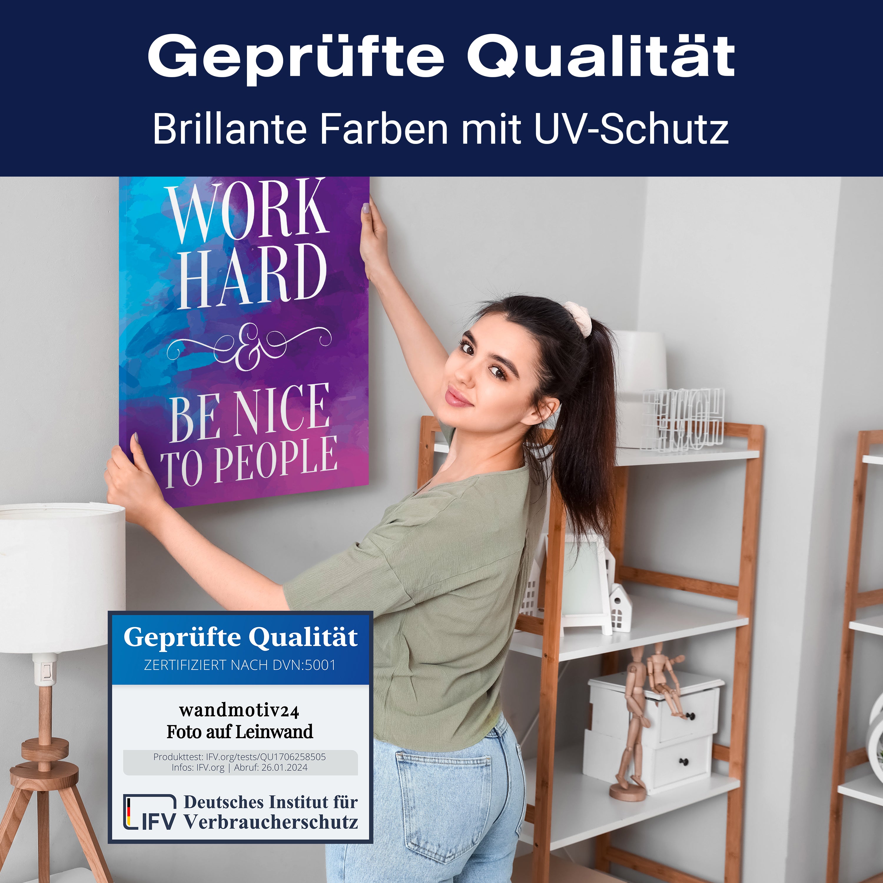 Leinwandbild Motivation, Hochformat, Work Hard Aquarell M0021 kaufen - Bild 4