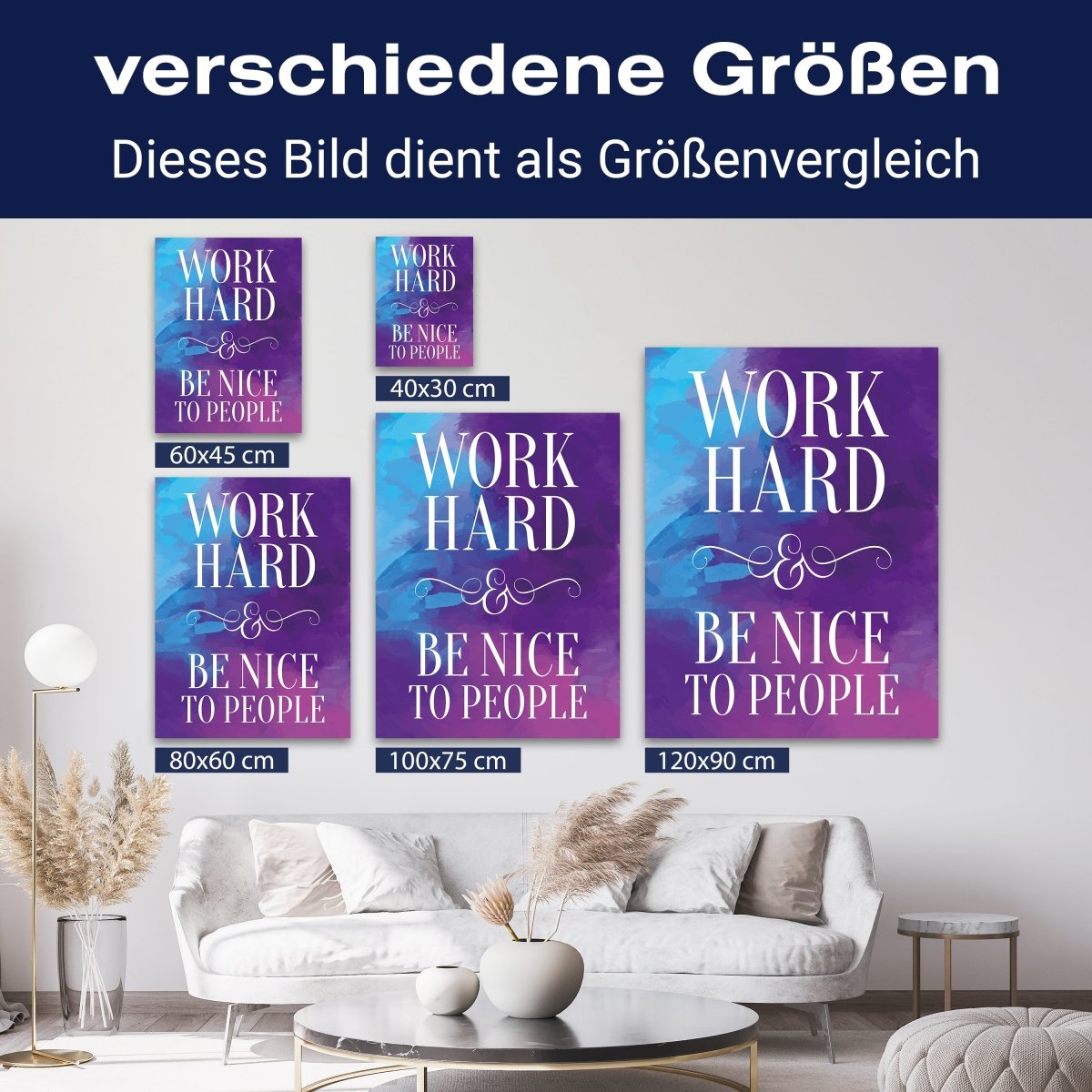 Leinwandbild Motivation, Hochformat, Work Hard Aquarell M0021 kaufen - Bild 8