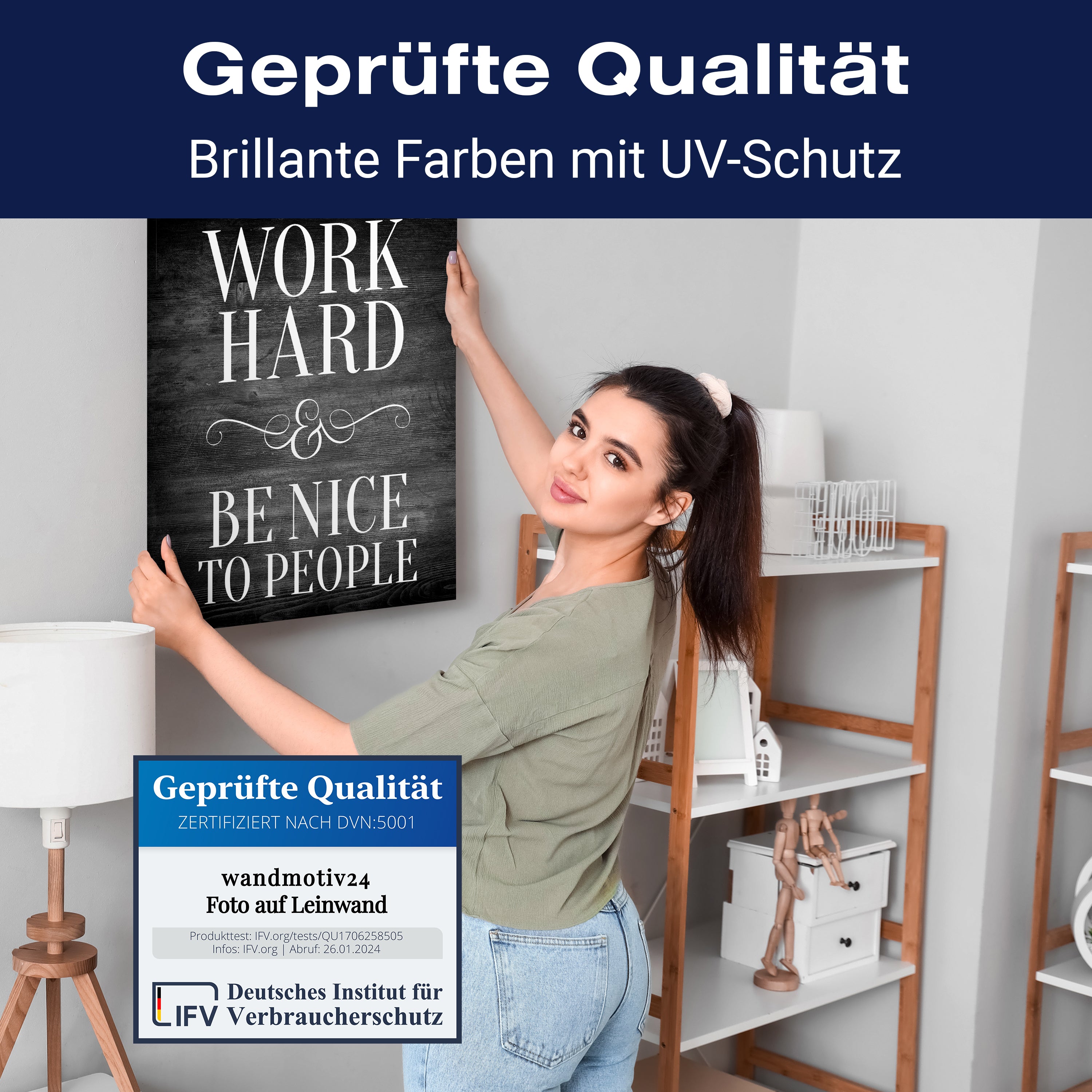 Leinwandbild Motivation, Hochformat, Work Hard Holz M0026 kaufen - Bild 4