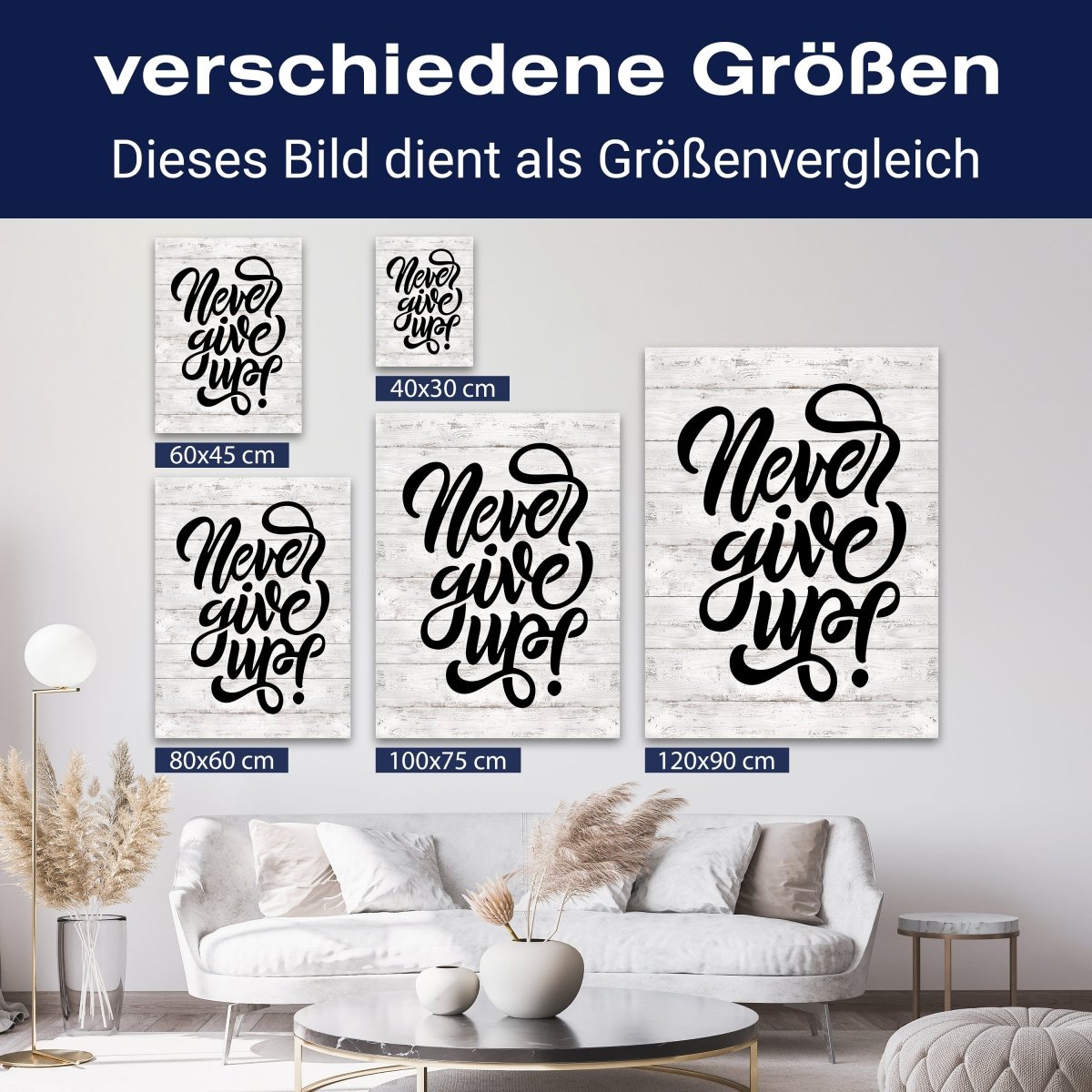 Leinwandbild Motivation, Hochformat, Never give up Holz M0029 kaufen - Bild 8