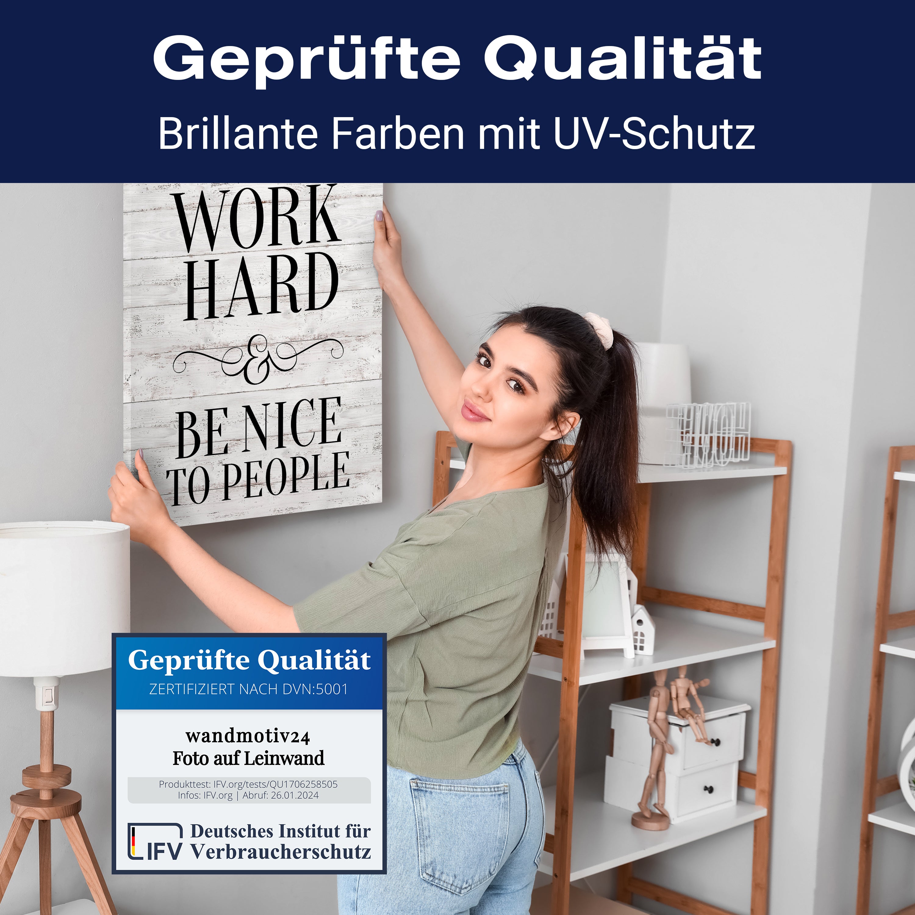 Leinwandbild Motivation, Hochformat, Work Hard Holz M0030 kaufen - Bild 4