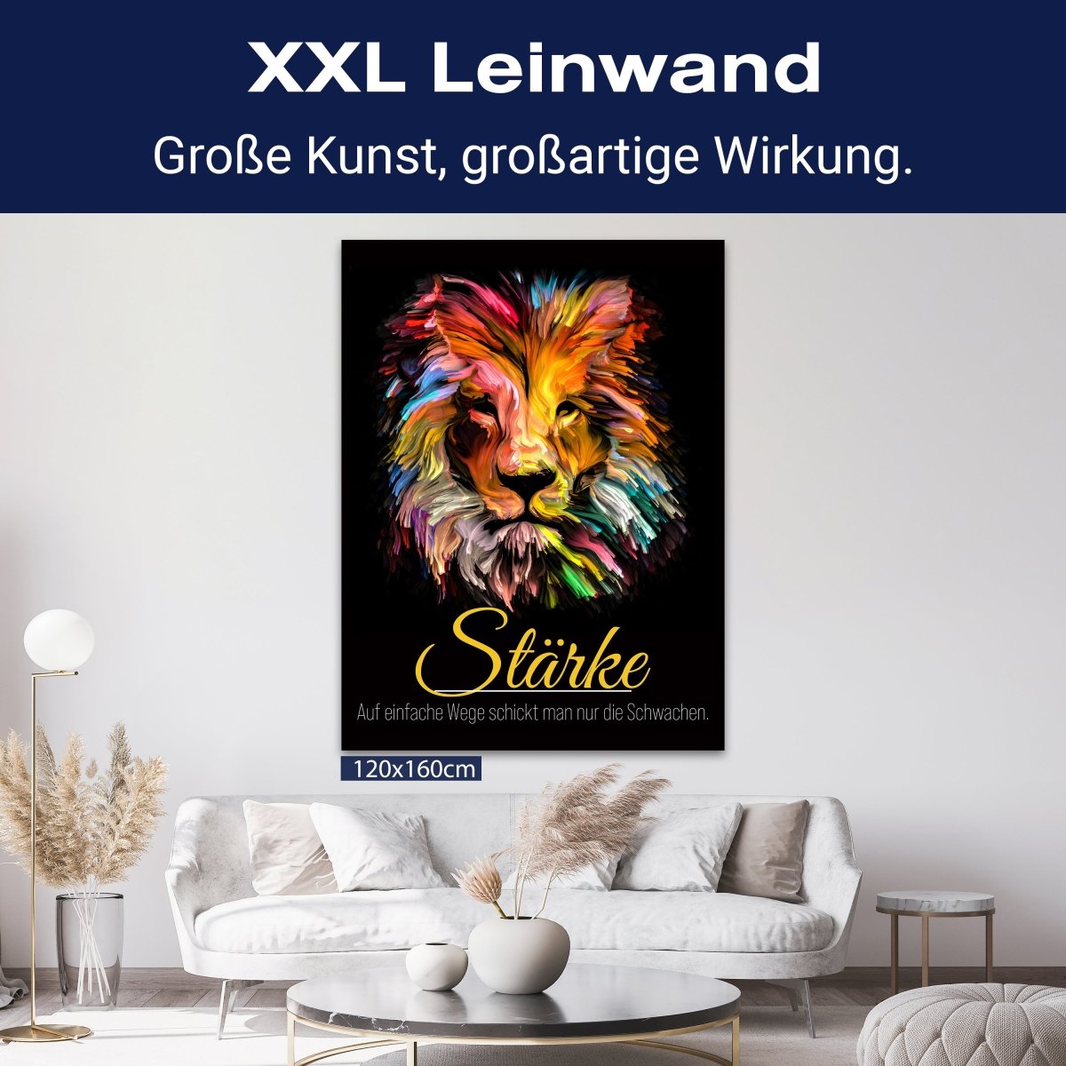 Leinwandbild Motivation, Hochformat, Löwe Stärke Schwarz M0037 kaufen - Bild 9