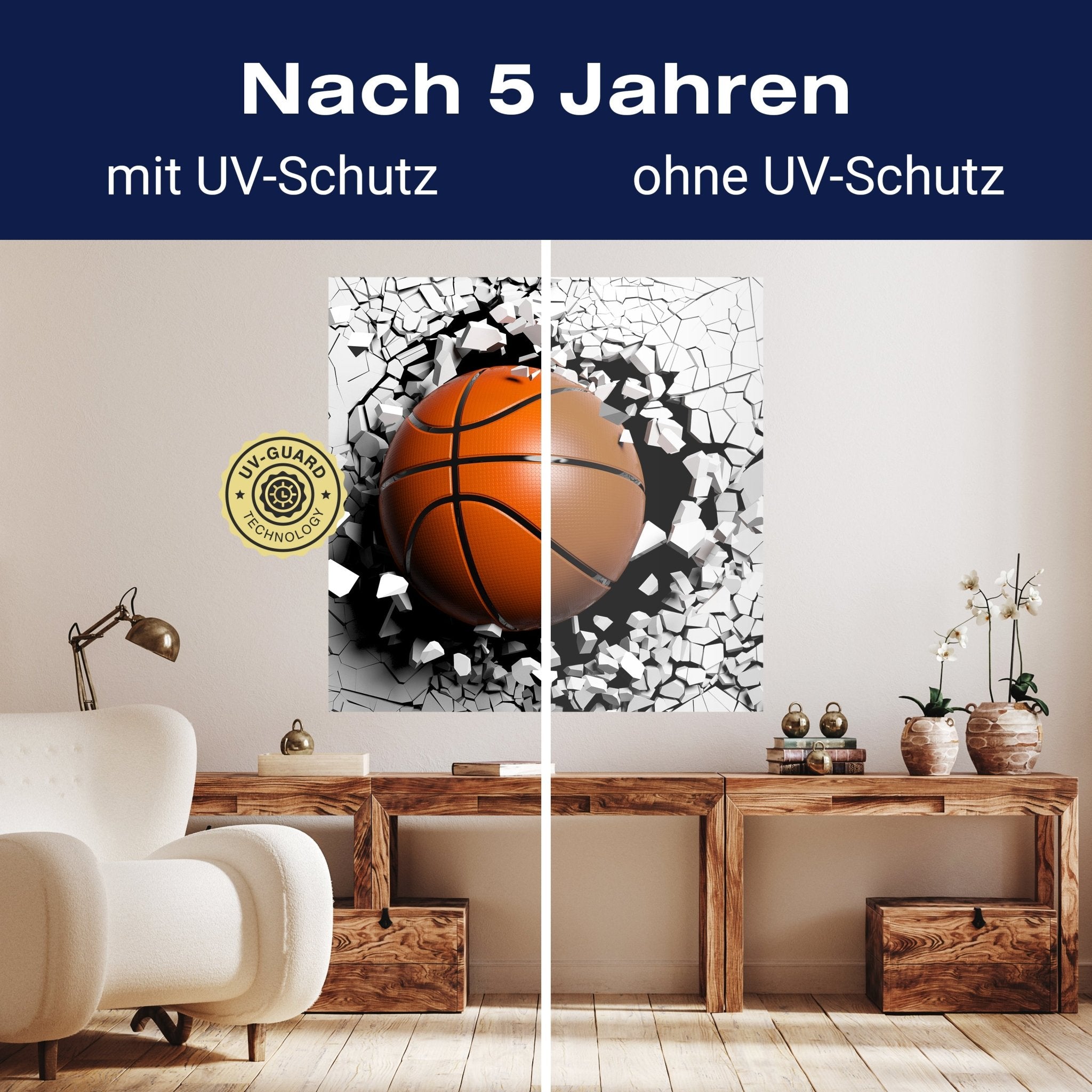 Quadratische Fototapete Wanddurchbruch mit Basketball M0040 - Bild 9